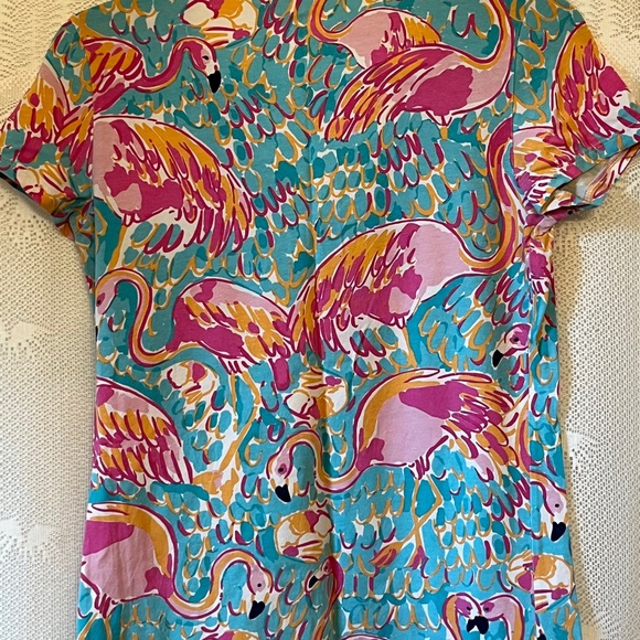 Lilly Pulitzer Flamingo Print Short Sleeve Top S - Picture 2 of 5